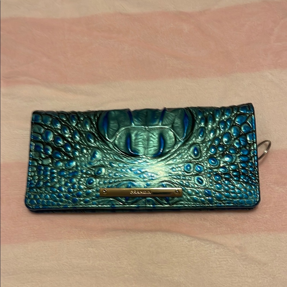 Blue Crocodile Embossed Wallet by Brahmin